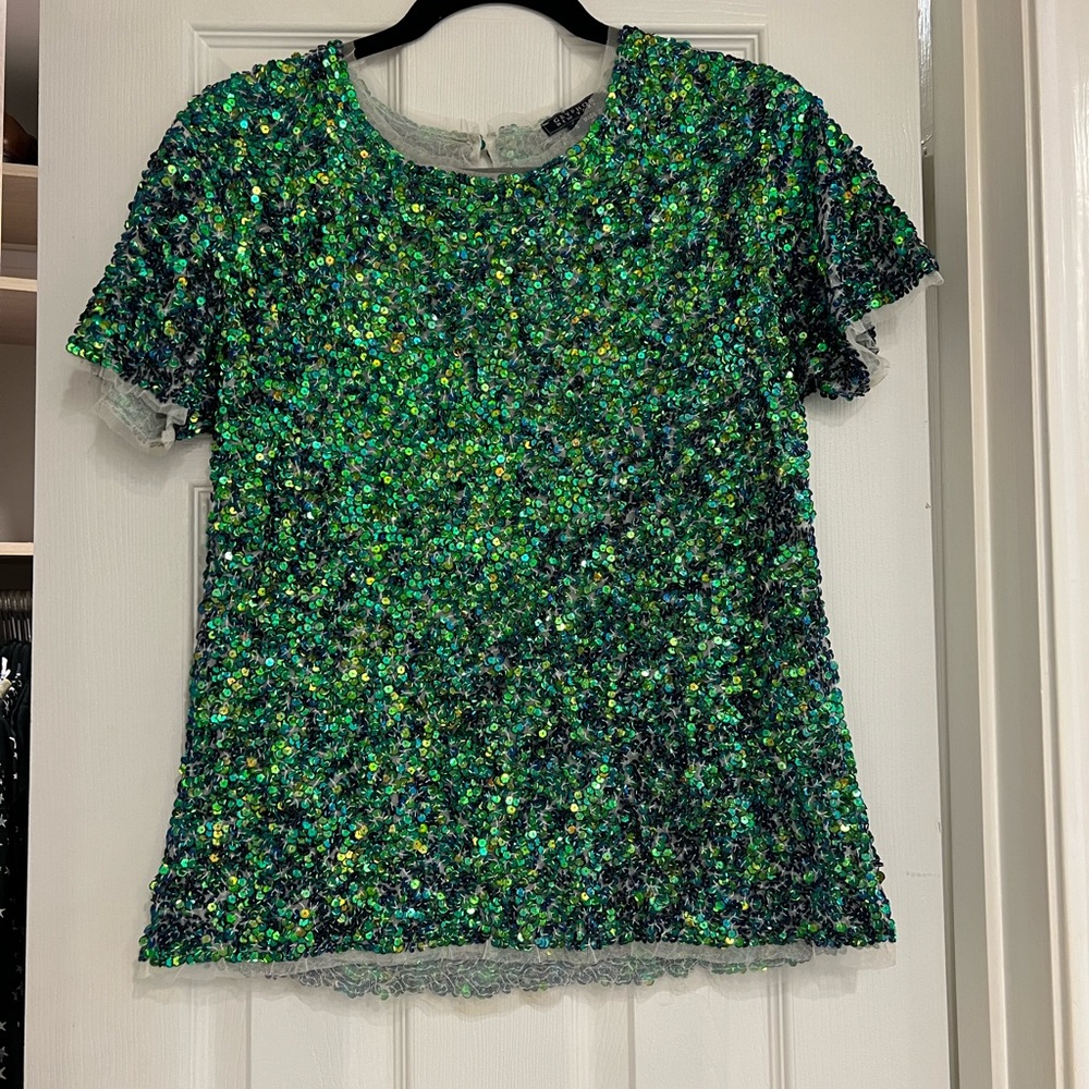 Gryphon New York S Green Sequin Top